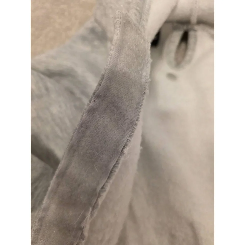 Lucky Brand Light Grey Hood Graphic Print‎ Dog Coat Velcro Closure Leash Hole